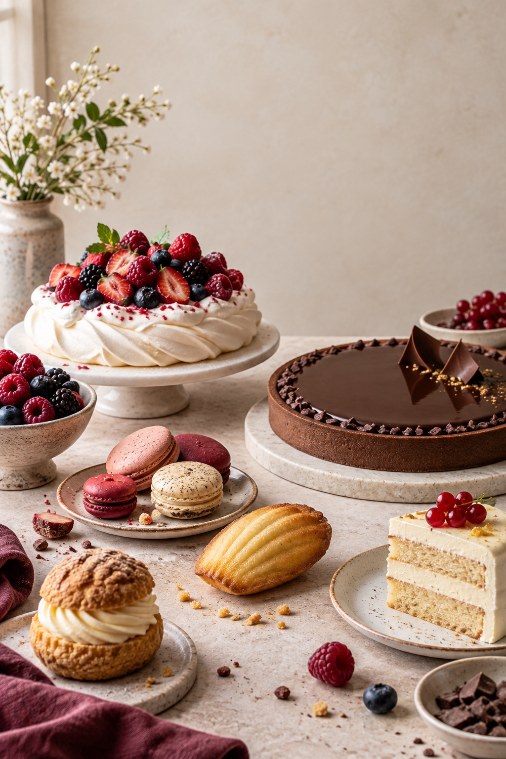 Selección elegante de postres de repostería